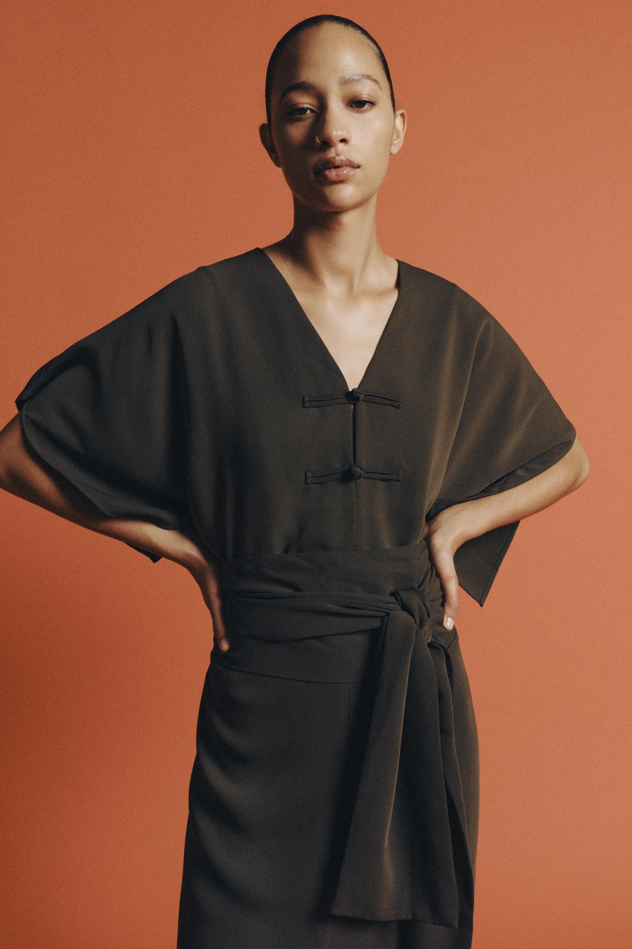 ZW COLLECTION MIDI FROG FASTENING DRESS